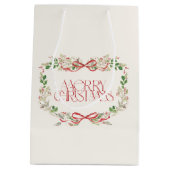 Weihnachten Wasserfarbene rote Bows Traditionelle Mittlere Geschenktüte (Rückseite)