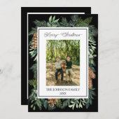 Weihnachten Wasserfarbengrün Botanisches Schwarzes (Vorne/Hinten)