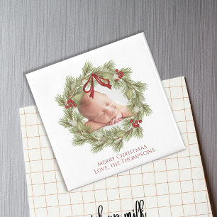 Weihnachten Wasserfarbengrün Krustenblatt Magnet