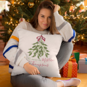 Weihnachten Wasserfarbengrün Niedlich Merry Mistle Kissen