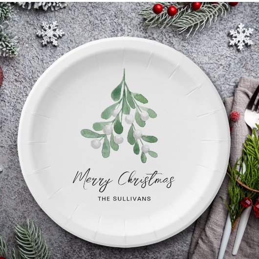 Weihnachten Wasserfarbengrün Pappteller