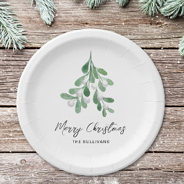 Weihnachten Wasserfarbengrün Pappteller