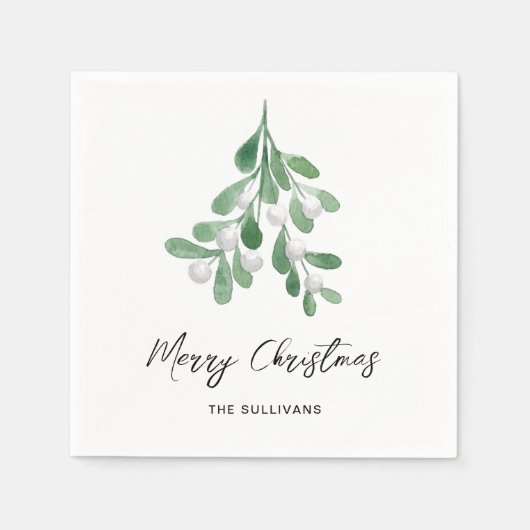 Weihnachten Wasserfarbengrün Serviette (Vorderseite)