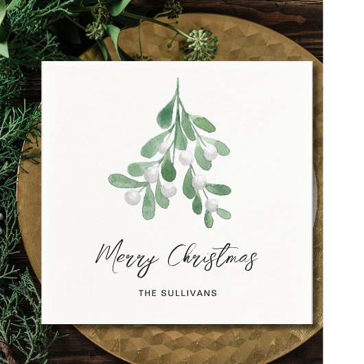 Weihnachten Wasserfarbengrün Serviette