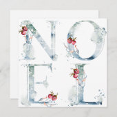 Weihnachten Watercolor Berries Weihnachtskarte (Vorne/Hinten)