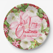 Weihnachten Watercolor Floral Pappteller (Vorderseite)