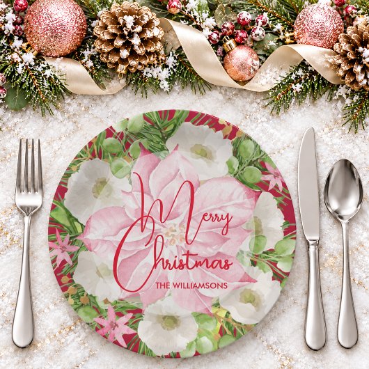 Weihnachten Watercolor Floral Pappteller