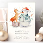 Weihnachten Watercolor Fox Snowman Feiertage Party Einladung<br><div class="desc">Weihnachts Wasserfarbenfox Snowman Feiertag Einladung . Dieses wunderschöne Aquarellbild wird durch einen niedlichen Waldfuchs,  der einen Snowman schmückt,  hervorgehoben. Personalisieren Sie dieses individuelle Urlaubsdesign mit Ihren eigenen Party-Details. Ideal für ein familiäres Weihnachtsessen oder für eine Corporate Feier!</div>