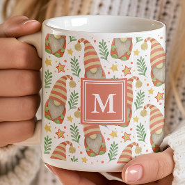 Weihnachten: Watercolor Scandinavian Gnome Monogra Kaffeetasse