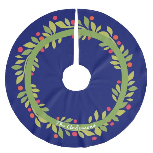 Weihnachten Weath | grün und Blau Polyester Weihnachtsbaumdecke (Vorderseite)