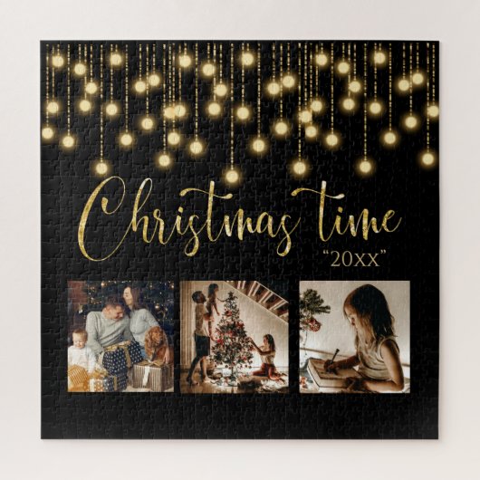 Weihnachten Weihnachten 3 Foto Collage Rustische L Puzzle (Vertikal)