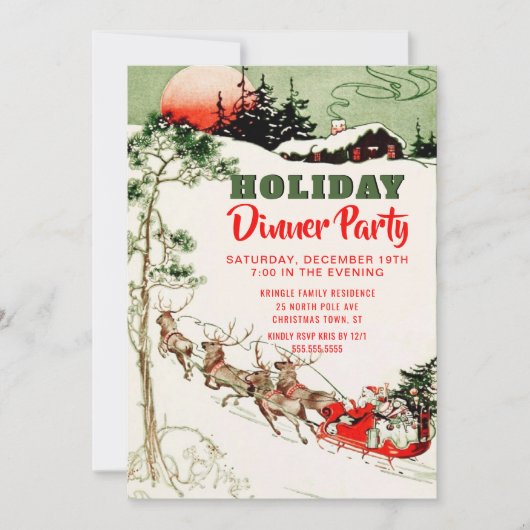 Weihnachten Weihnachten Abendessen Party Einladung (Vorderseite)