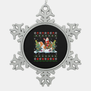 Weihnachten Weihnachten auf Basset Hound hässlich Schneeflocken Zinn-Ornament