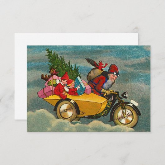 Weihnachten Weihnachten auf dem Motorrad 3,5 x 5 Mitteilungskarte (Vorne/Hinten)