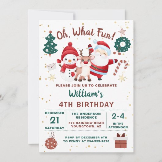 Weihnachten Weihnachten-Dez Snowman-Urlaub Geburts Einladung (Vorderseite)