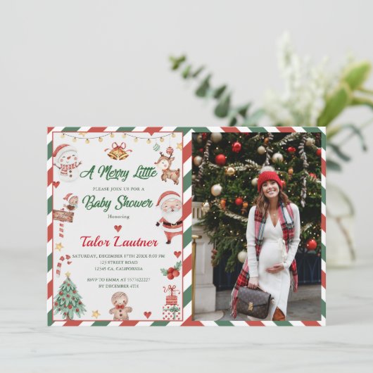 Weihnachten Weihnachten Ein fröhliches kleines Bab Einladung (Stehend Vorderseite)