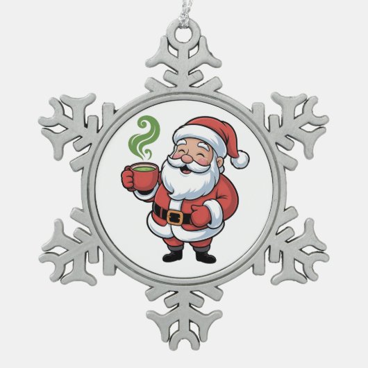 Weihnachten Weihnachten Ein Matcha Drink Schneeflocken Zinn-Ornament (Vorderseite)