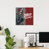 Weihnachten Weihnachten Ein Motorrad fahren Poster (Heimbüro)
