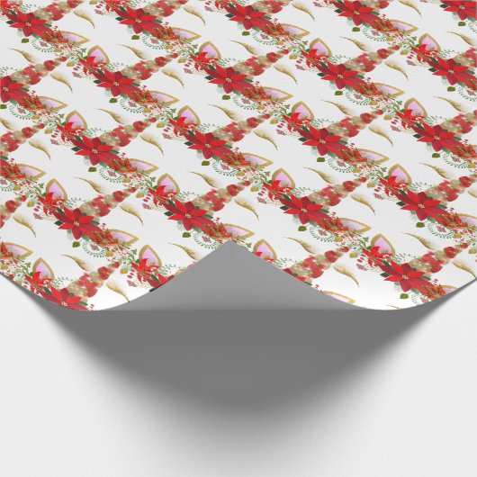 Weihnachten Weihnachten Einhorn Lashes White Gold  Geschenkpapier (Ecke)
