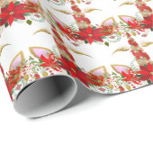 Weihnachten Weihnachten Einhorn Lashes White Gold Geschenkpapier (Rolleneckpunkt)