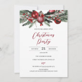 Weihnachten Weihnachten Feierliche Rote Flora Part Einladung (Vorderseite)