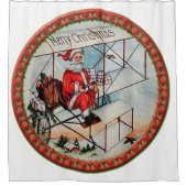 Weihnachten Weihnachten fliegt altes Flugzeug Duschvorhang (Vorderseite)