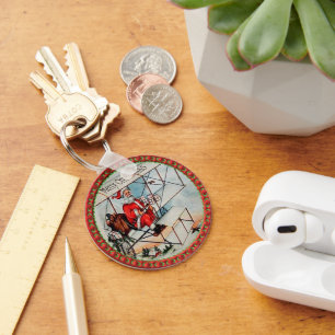 Weihnachten Weihnachten fliegt altes Flugzeug Schlüsselanhänger