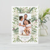 Weihnachten Weihnachten Florals Urlaub Fotokarte Einladung (Stehend Vorderseite)