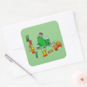 Weihnachten Weihnachten Frosch Frohe Weihnachtskru Quadratischer Aufkleber (Umschlag)