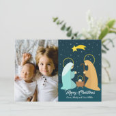 Weihnachten Weihnachten Gruß Fotokarte Krippe Einladung (Stehend Vorderseite)