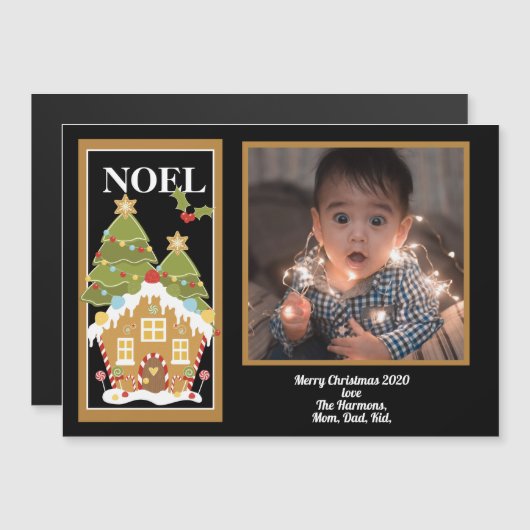 Weihnachten Weihnachten Gruß Gingerbrei House Foto Magnetkarte (Vorne/Hinten)