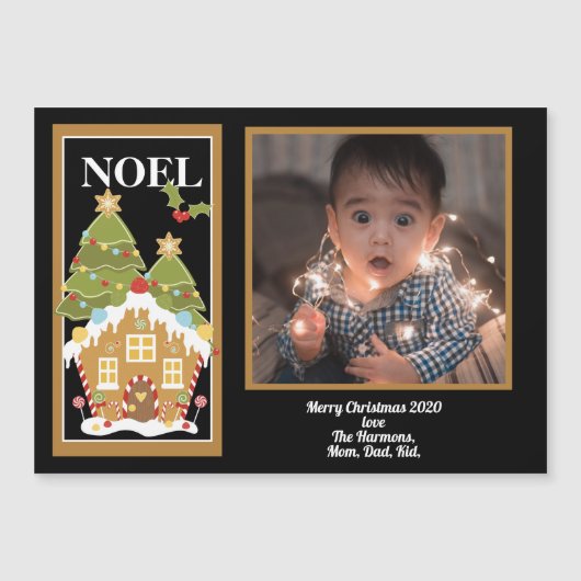 Weihnachten Weihnachten Gruß Gingerbrei House Foto Magnetkarte (Vorderseite)