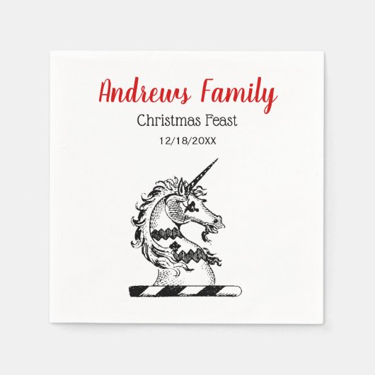 Weihnachten Weihnachten Heraldic Unicorn Kopf Embl Serviette (Vorderseite)