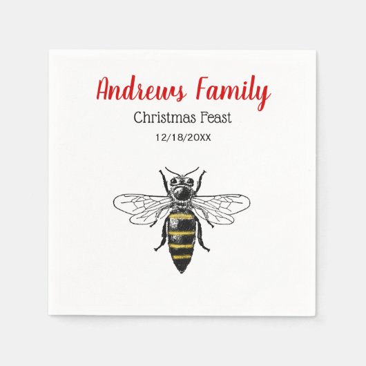 Weihnachten Weihnachten Heraldische Vintage Biene Serviette (Vorderseite)