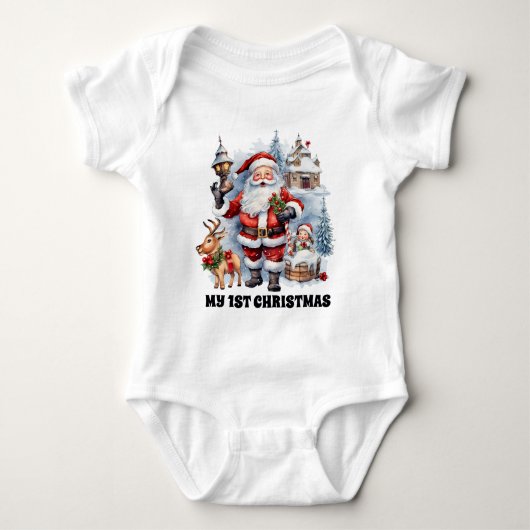Weihnachten Weihnachten hinzufügen Text Aquarell Baby Strampler (Vorderseite)
