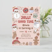 Weihnachten Weihnachten Hippie Geburtstag Jolly gu Einladung (Stehend Vorderseite)