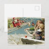 Weihnachten Weihnachten im Flugzeug und Kinder Postkarte (Vorne/Hinten)