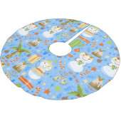 Weihnachten Weihnachten im Juli Snowman Kakteen So Polyester Weihnachtsbaumdecke (Schrägansicht)