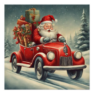 Weihnachten Weihnachten im Roten Auto Poster