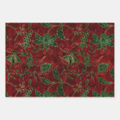 Weihnachten Weihnachten Imitate Velvet Rot Grün Geschenkpapier Set (Vorderseite)