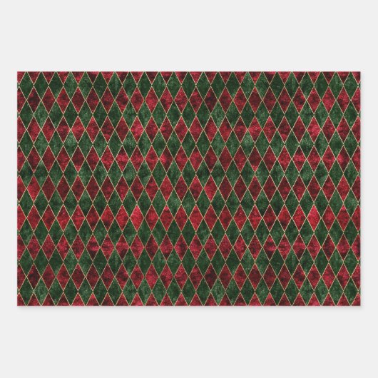 Weihnachten Weihnachten Imitate Velvet Rot Grün Ur Geschenkpapier Set (Vorderseite 3)