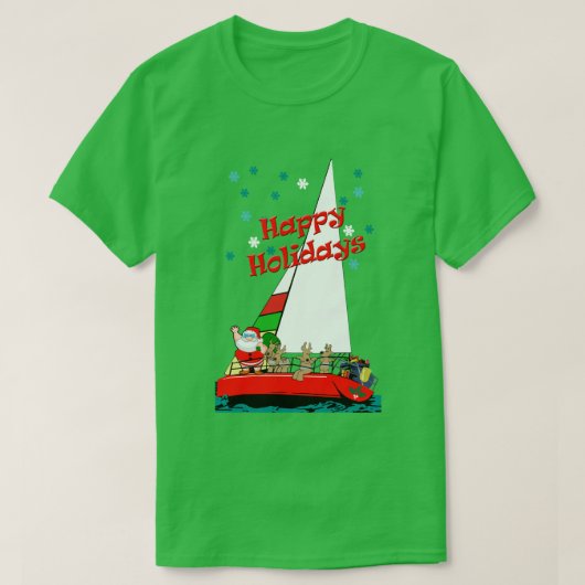 Weihnachten Weihnachten in Sailboat Segler T-Shirt (Design vorne)