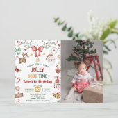 Weihnachten Weihnachten Jolly Gute Zeit 1. Geburts Einladung (Stehend Vorderseite)