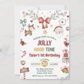 Weihnachten Weihnachten Jolly Gute Zeit 1. Geburts Einladung (Vorderseite)