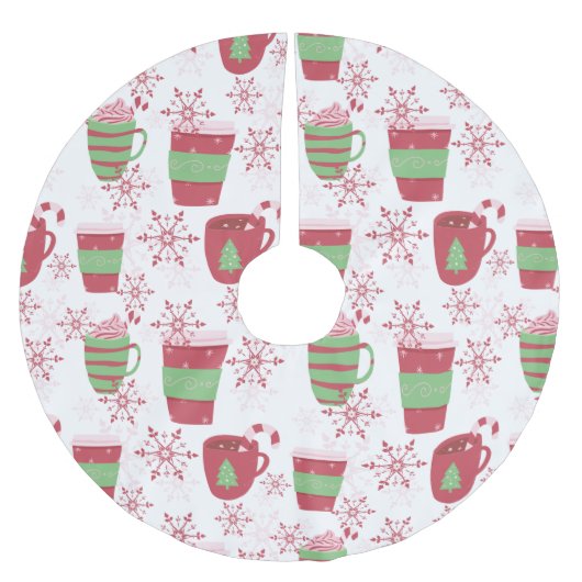 Weihnachten Weihnachten Kaffee Cups Polyester Weihnachtsbaumdecke (Vorderseite)