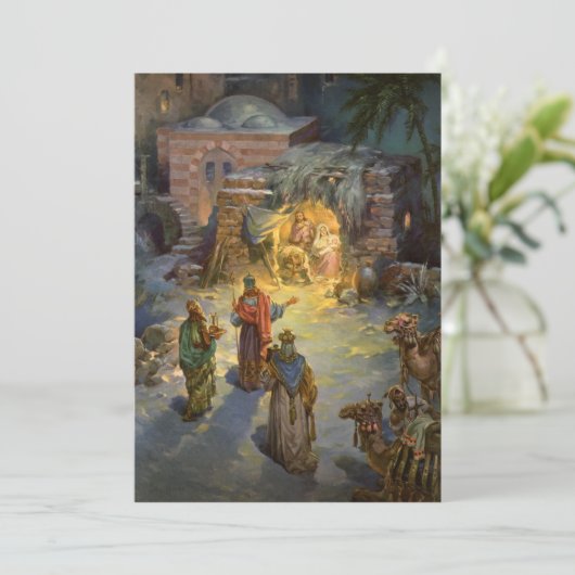 Weihnachten Weihnachten Krippe Magi Einladung (Stehend Vorderseite)