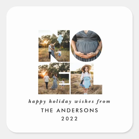 Weihnachten Weihnachten kühl, modern 4 Foto einfac Quadratischer Aufkleber (Vorderseite)