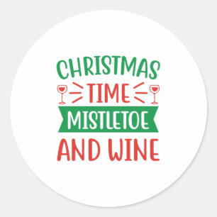 Weihnachten Weihnachten Mistletoe und Wein Runder Aufkleber