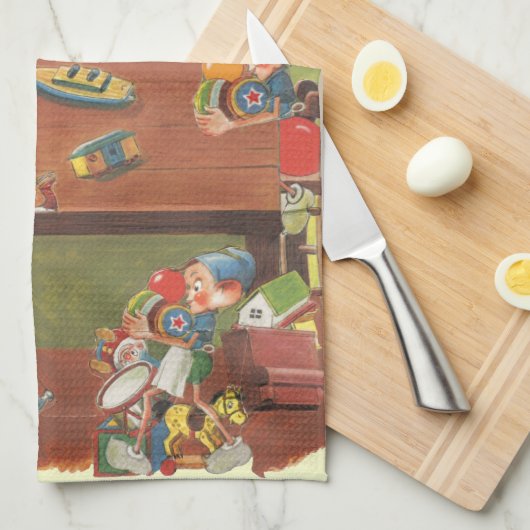 Weihnachten Weihnachten mit Elfen im Workshop Geschirrtuch (Viertel Falte)