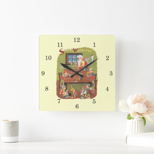 Weihnachten Weihnachten mit Elfen im Workshop Quadratische Wanduhr (Zuhause)